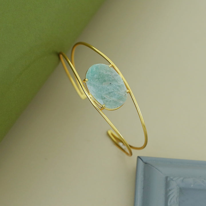 Disha Golden 2 Layer Claw Oval Stone Bangle