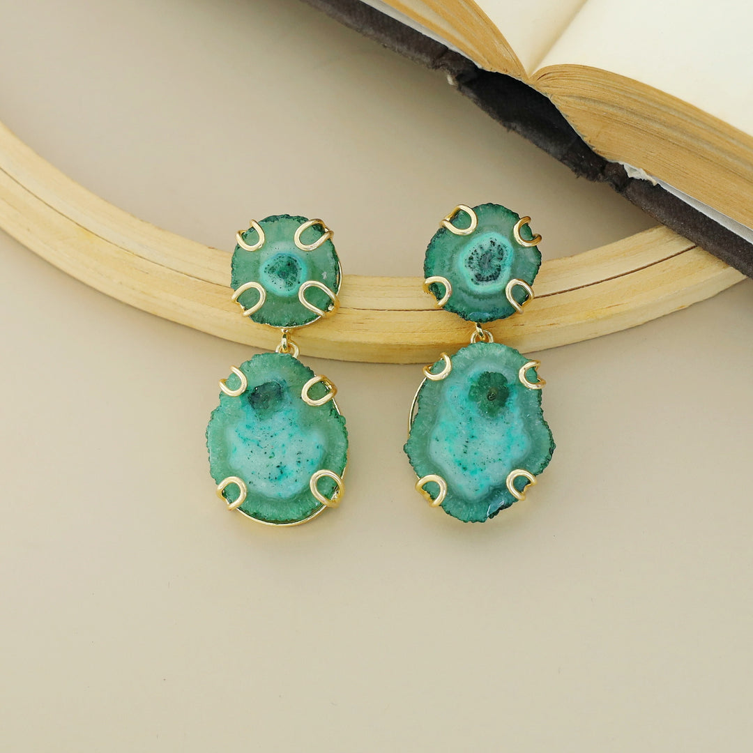 Carmilina 2 Layer Solar Agate Earring