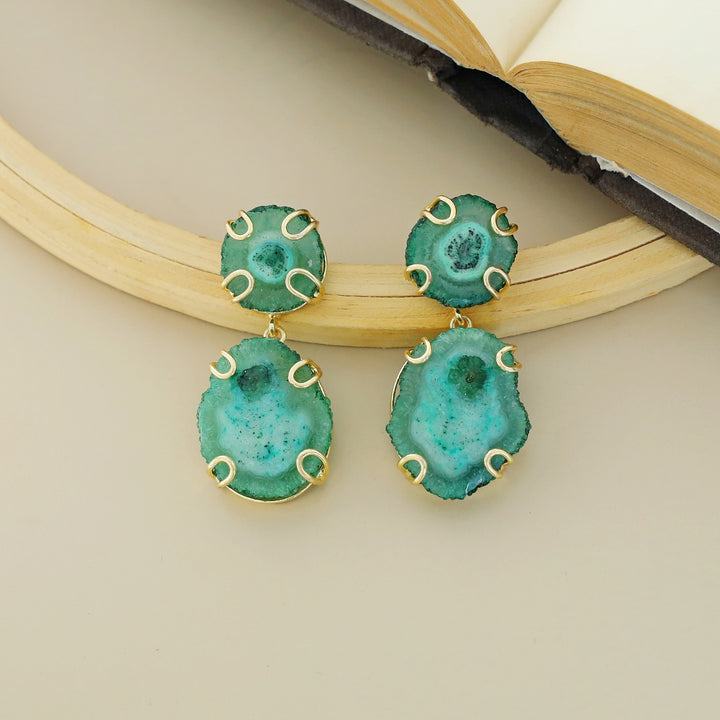 Carmilina 2 Layer Solar Agate Earring