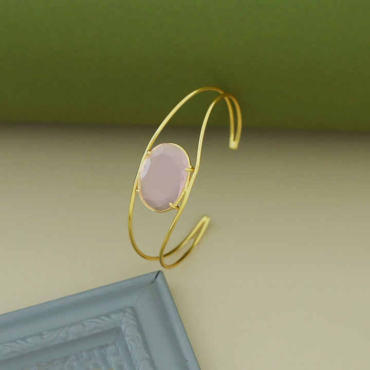 Disha Golden 2 Layer Claw Oval Stone Bangle