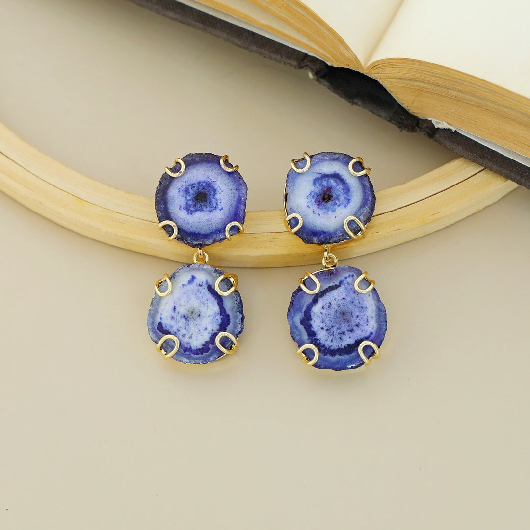 Carmilina 2 Layer Solar Agate Earring