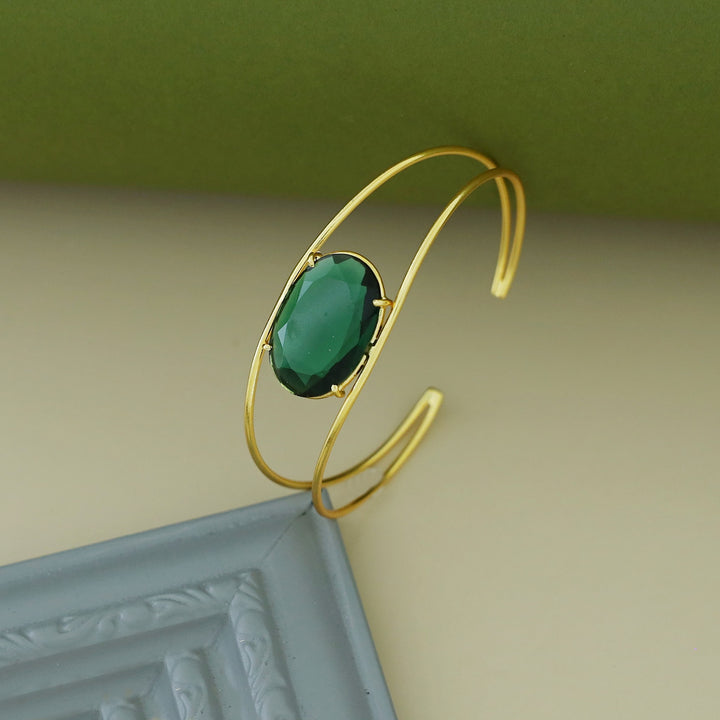 Disha Golden 2 Layer Claw Oval Stone Bangle