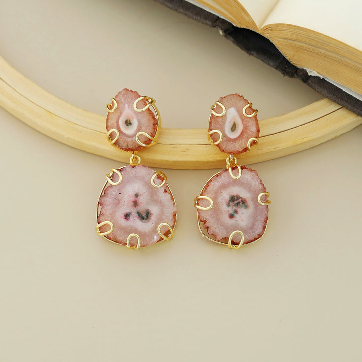 Carmilina 2 Layer Solar Agate Earring