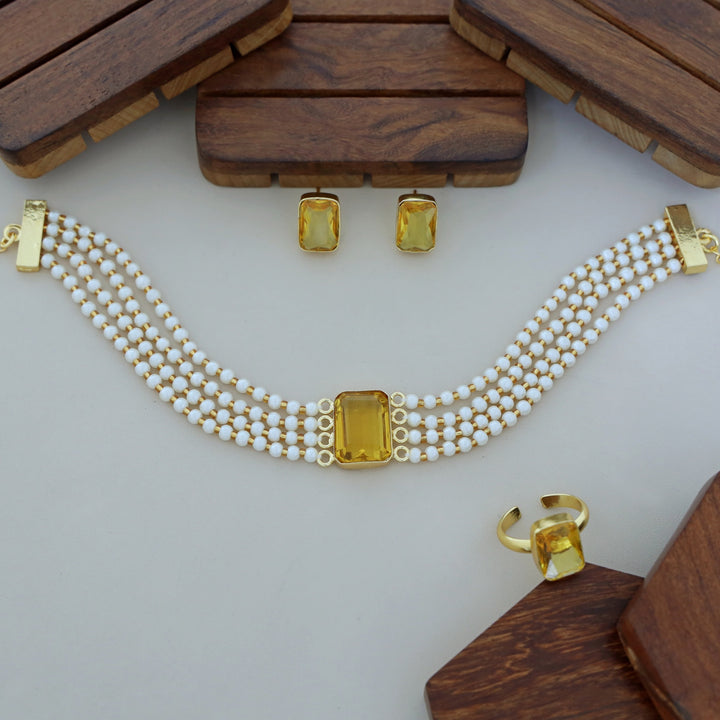 Elegant Pearl Choker Combo Set