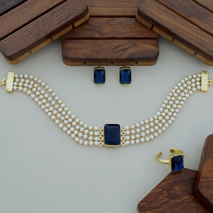 Elegant Pearl Choker Combo Set