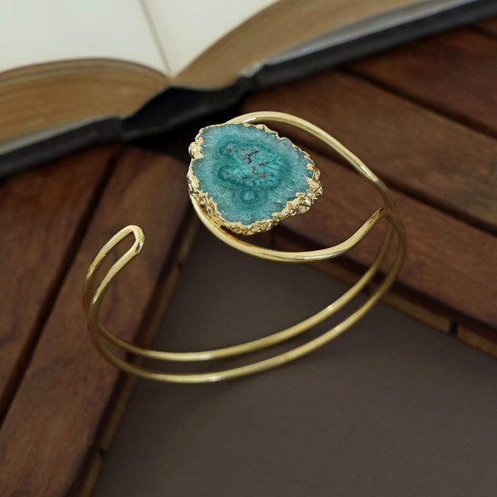 Clarita Electro Plated Agate Stone Bangle