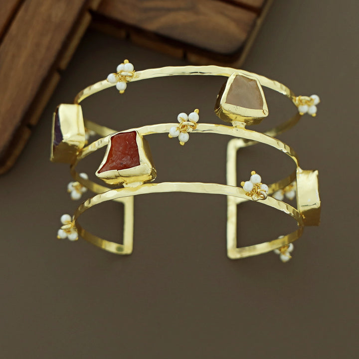 Hima Pearl Multicolour Raw Stone Bangle