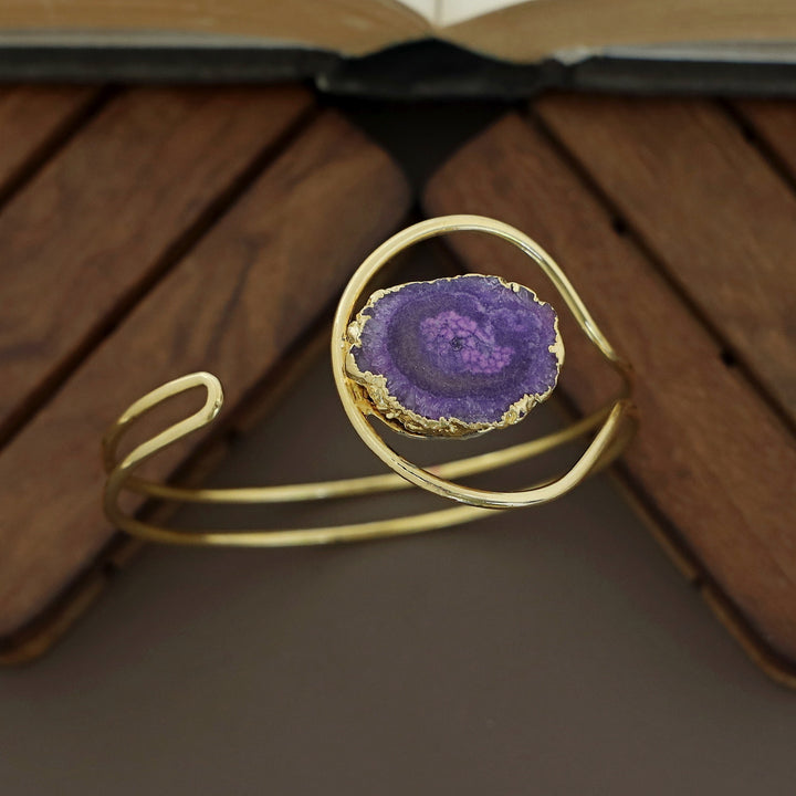 Clarita Electro Plated Agate Stone Bangle