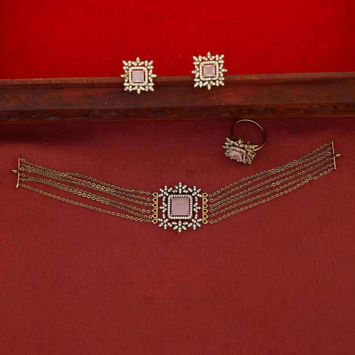 Hansini 6 Layer Square Pendant AD Stone Combo