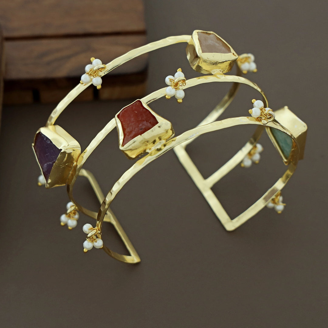 Hima Pearl Multicolour Raw Stone Bangle