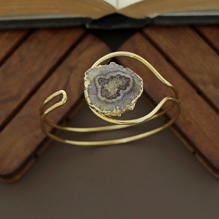Clarita Electro Plated Agate Stone Bangle