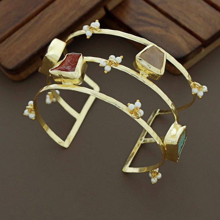 Hima Pearl Multicolour Raw Stone Bangle