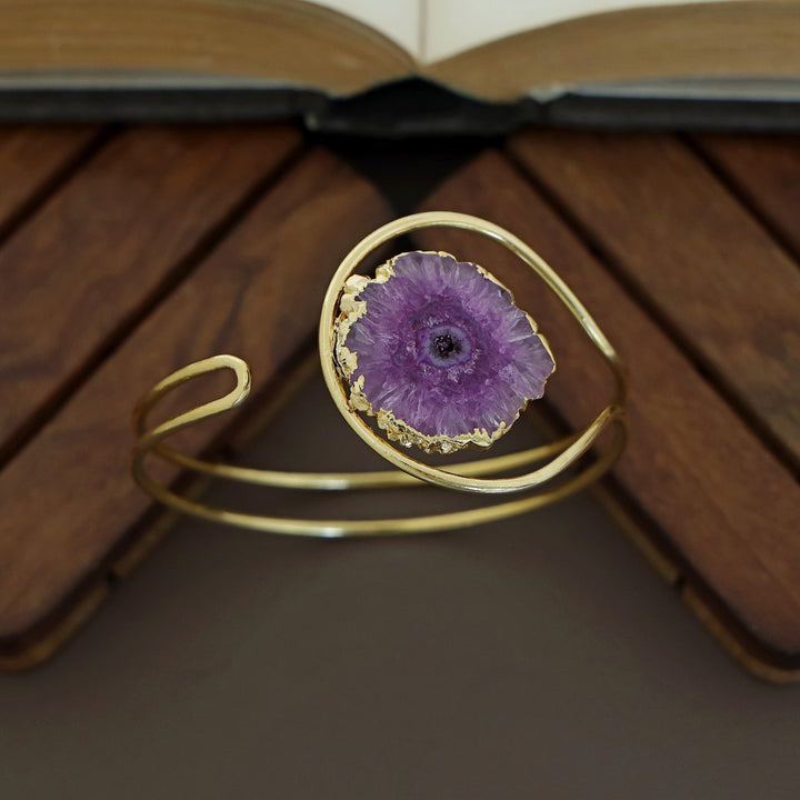 Clarita Electro Plated Agate Stone Bangle