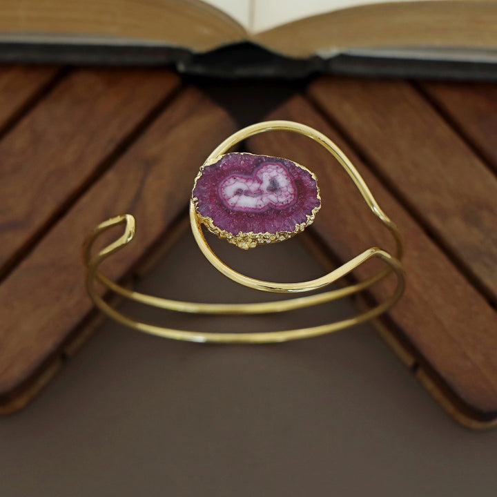 Clarita Electro Plated Agate Stone Bangle