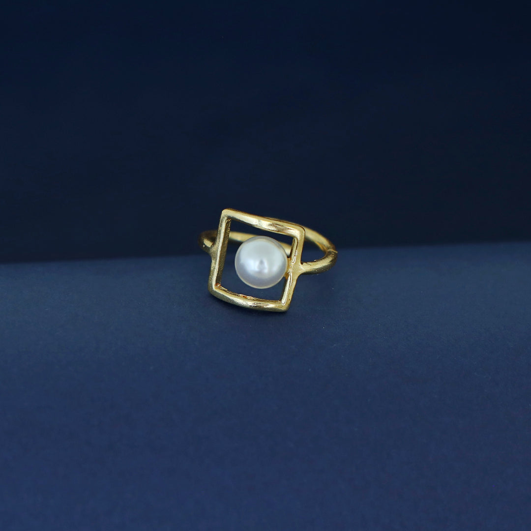 Tripti Golden Square Pearl Ring
