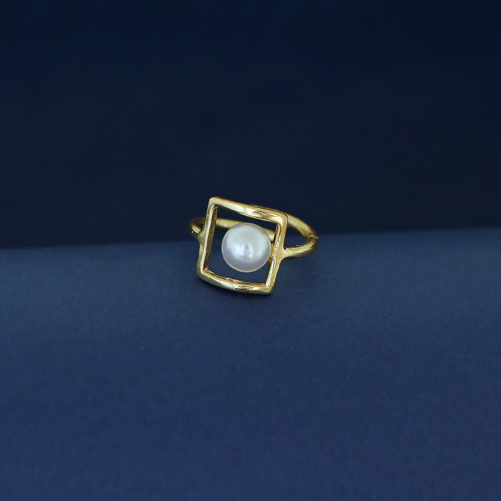 Tripti Golden Square Pearl Ring