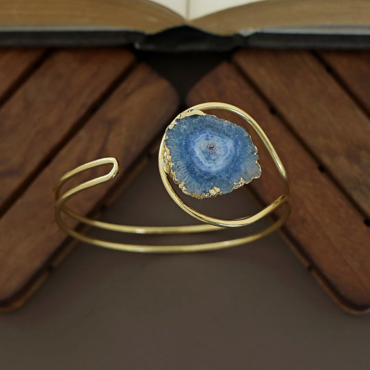 Clarita Electro Plated Agate Stone Bangle