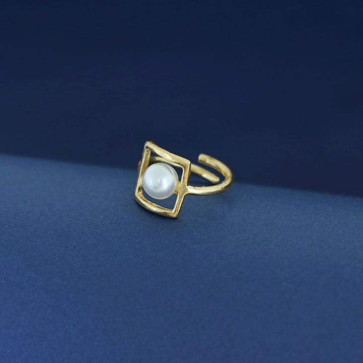Tripti Golden Square Pearl Ring