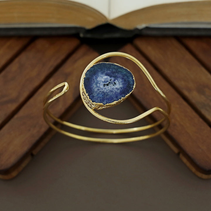 Clarita Electro Plated Agate Stone Bangle