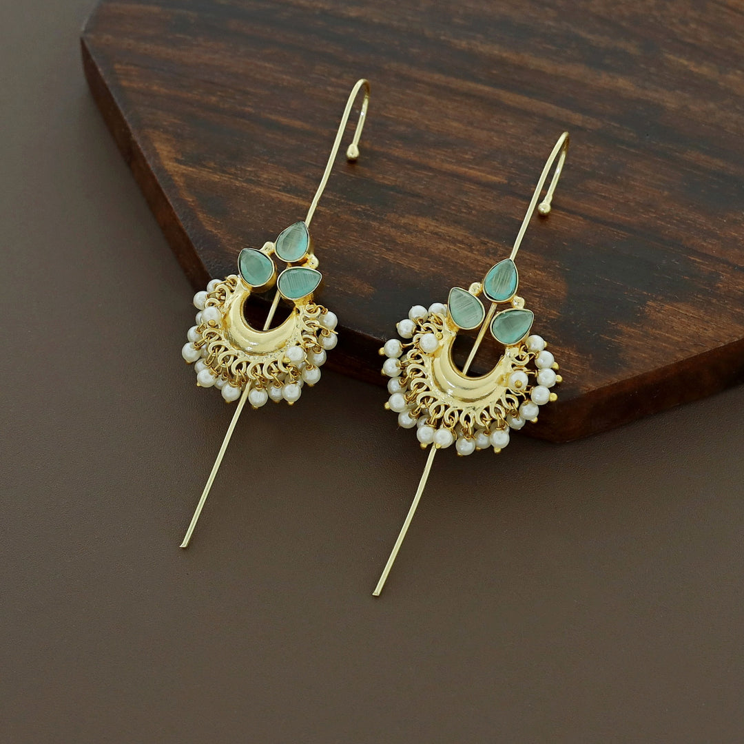 Ananya Golden Moon And Glossy Pearl Ear-Cuff