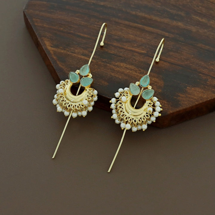 Ananya Golden Moon And Glossy Pearl Ear-Cuff