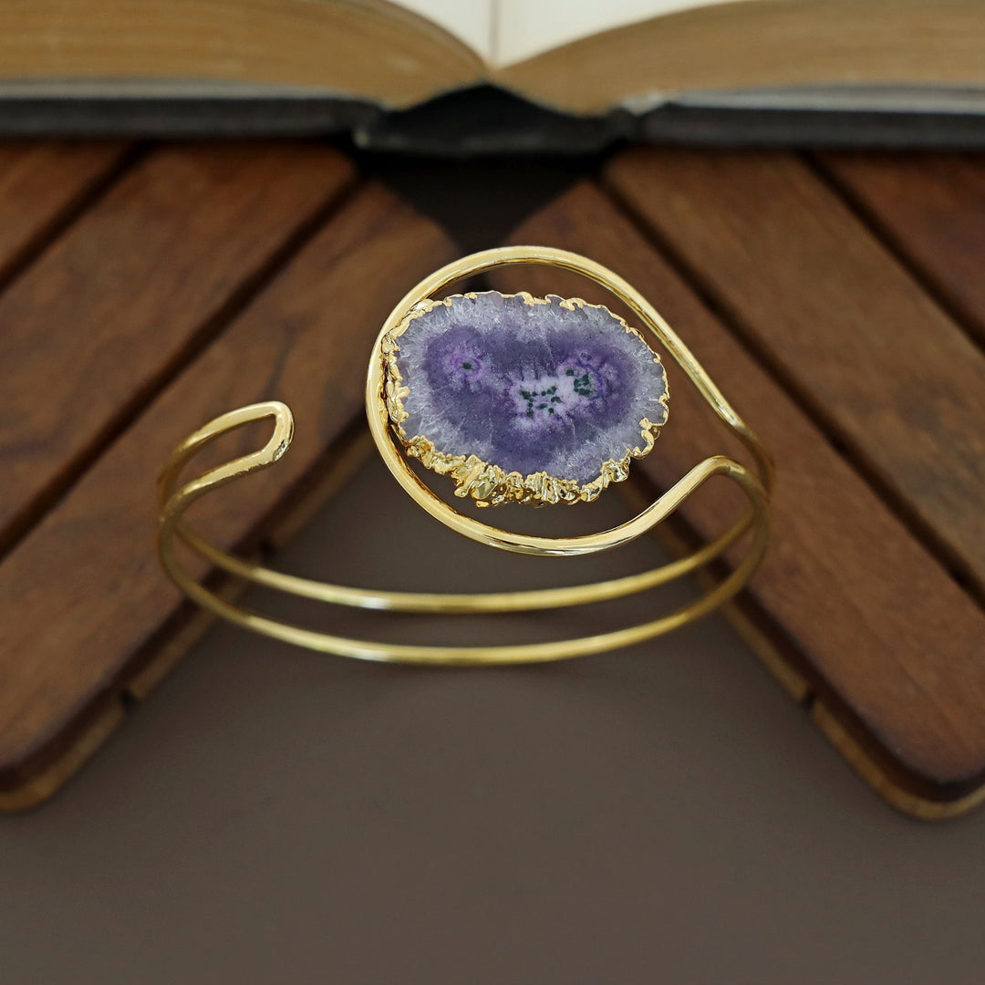 Clarita Electro Plated Agate Stone Bangle