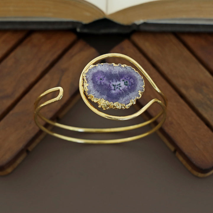 Clarita Electro Plated Agate Stone Bangle