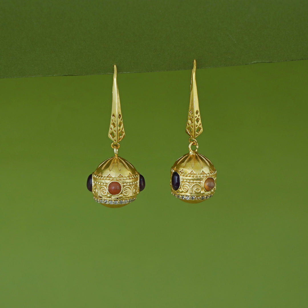 Bakula Golden Ball Natural Gemstone Drop