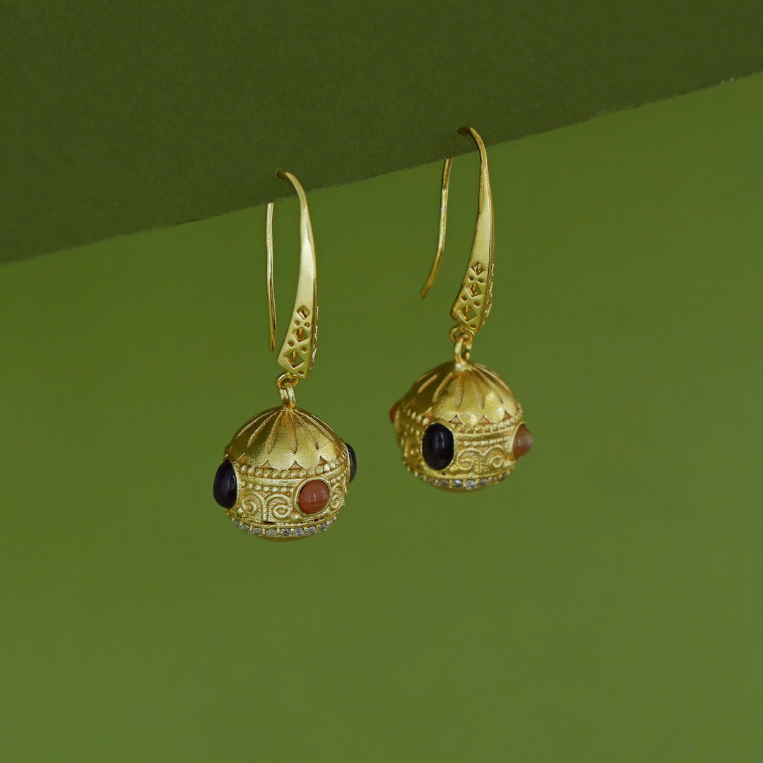 Bakula Golden Ball Natural Gemstone Drop