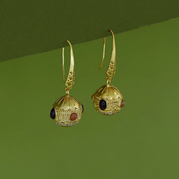 Bakula Golden Ball Natural Gemstone Drop