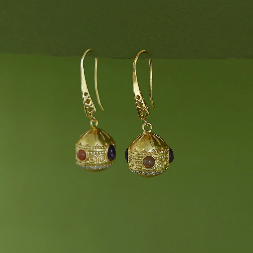 Bakula Golden Ball Natural Gemstone Drop