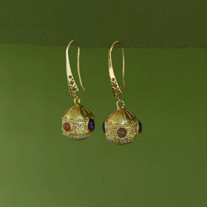 Bakula Golden Ball Natural Gemstone Drop