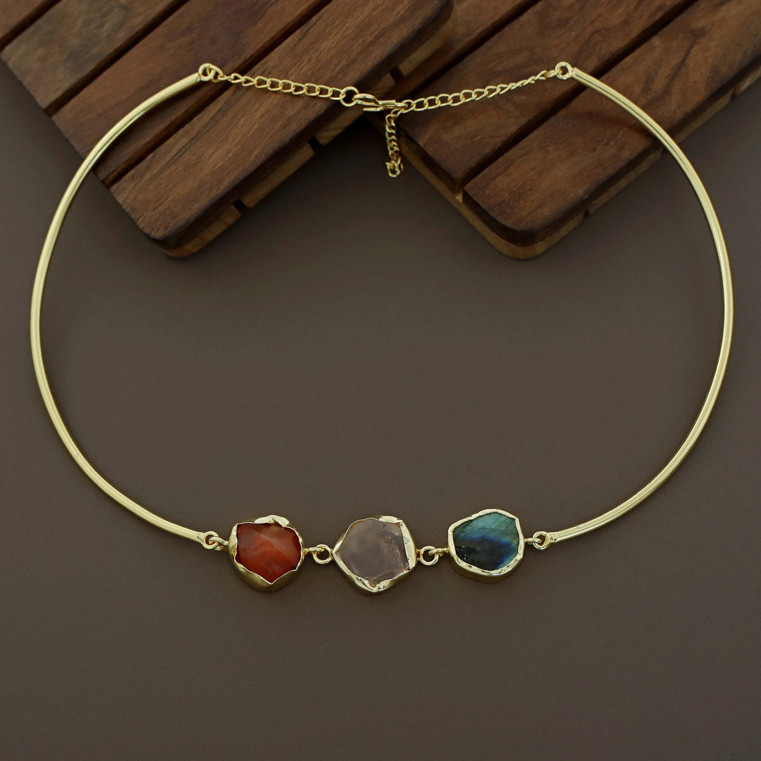Golden 3 Raw Stone Neck Cuff