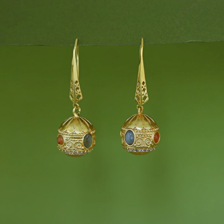 Bakula Golden Ball Natural Gemstone Drop