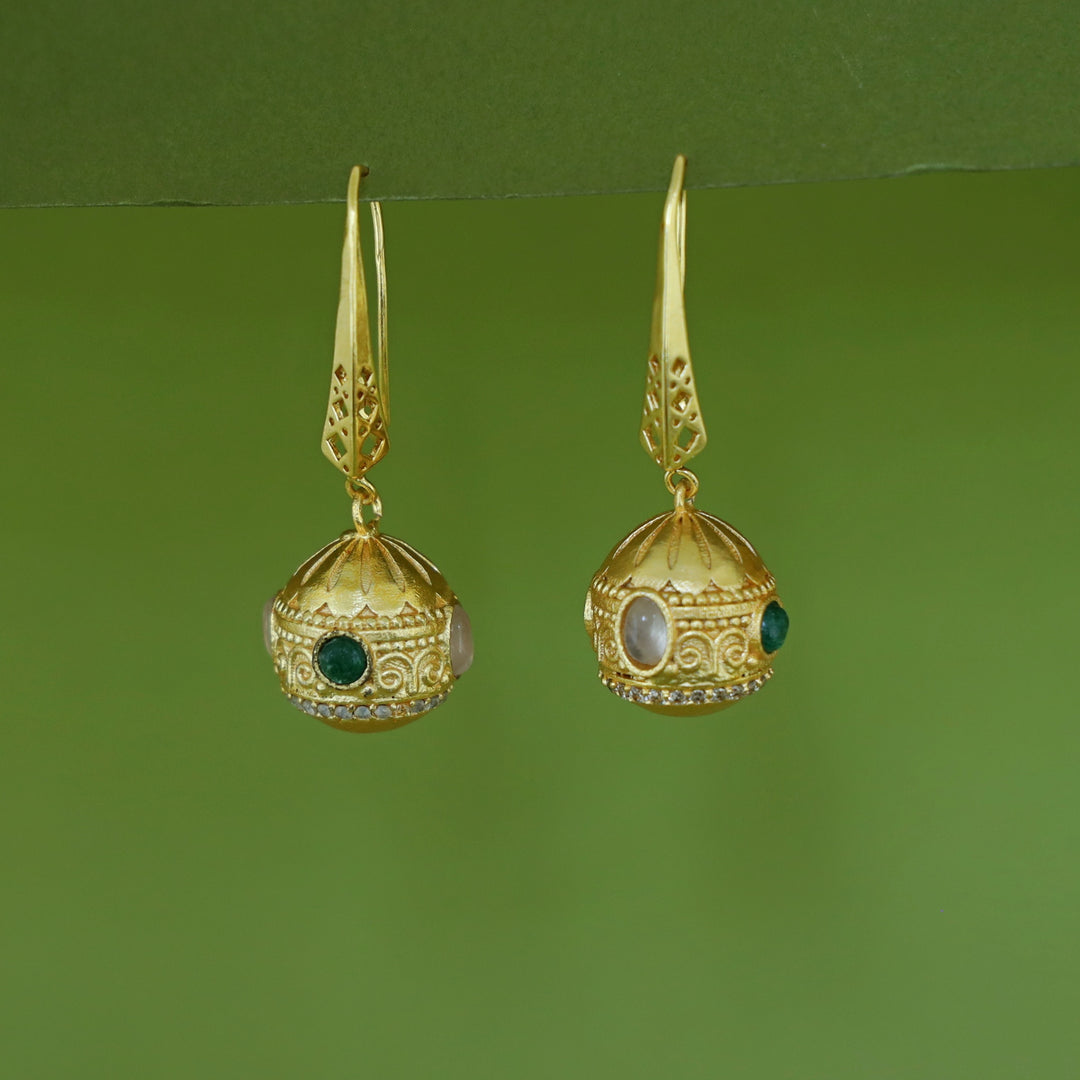 Bakula Golden Ball Natural Gemstone Drop