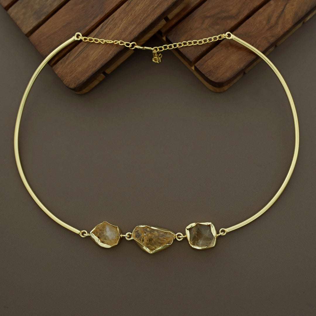 Golden 3 Raw Stone Neck Cuff