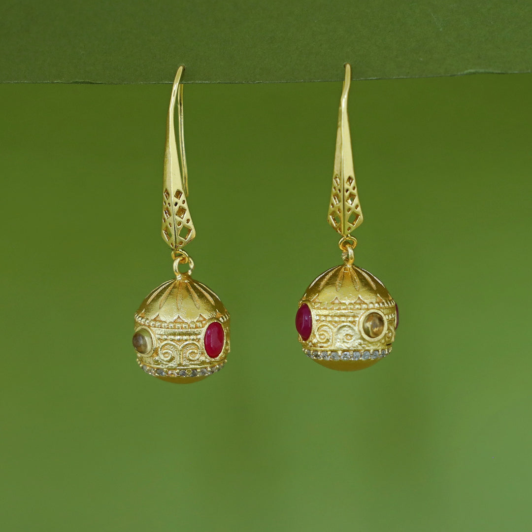 Bakula Golden Ball Natural Gemstone Drop