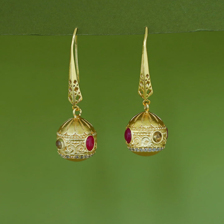 Bakula Golden Ball Natural Gemstone Drop