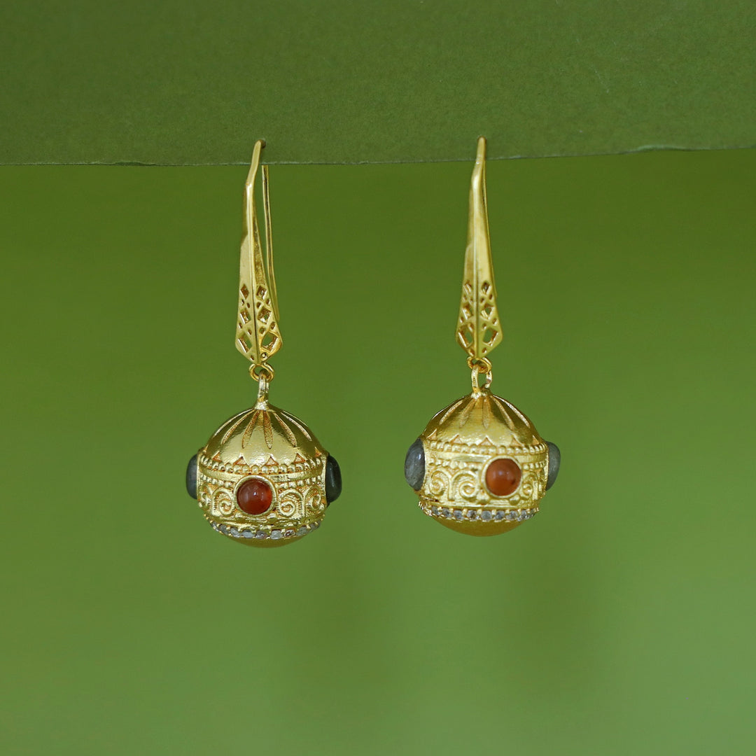 Bakula Golden Ball Natural Gemstone Drop