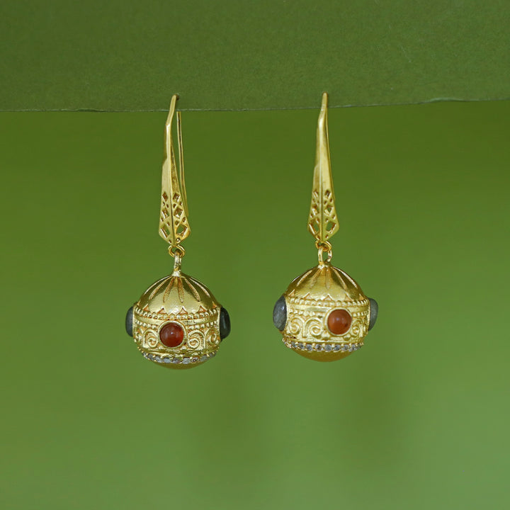 Bakula Golden Ball Natural Gemstone Drop