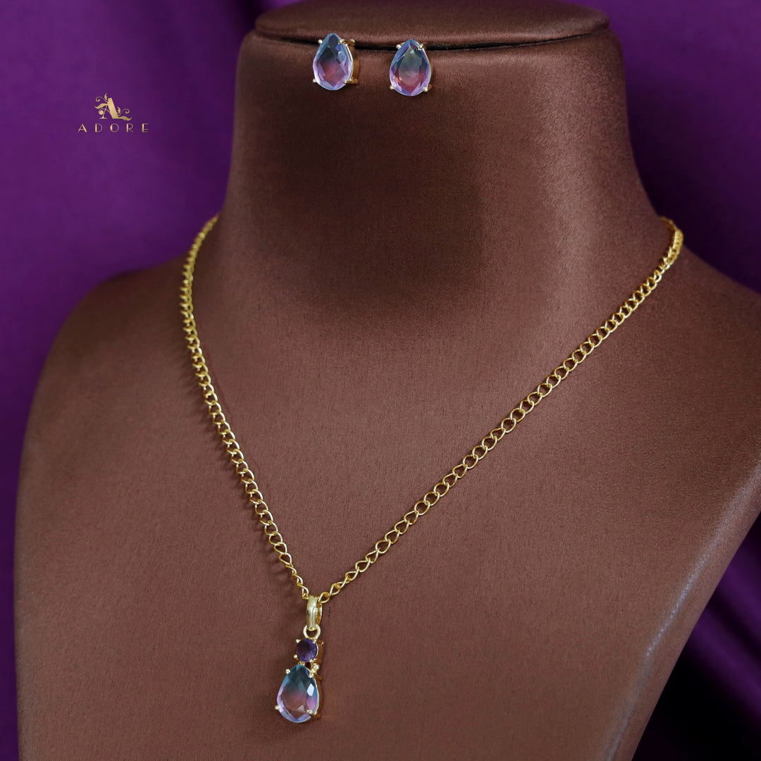 Elara Glossy Claw Round Drop Short Neckpiece with Stud