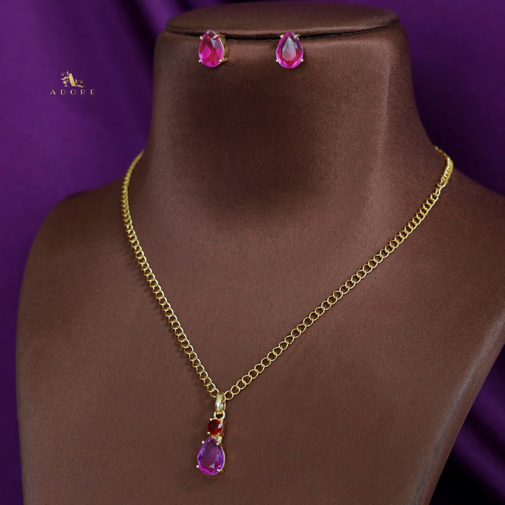 Elara Glossy Claw Round Drop Short Neckpiece with Stud