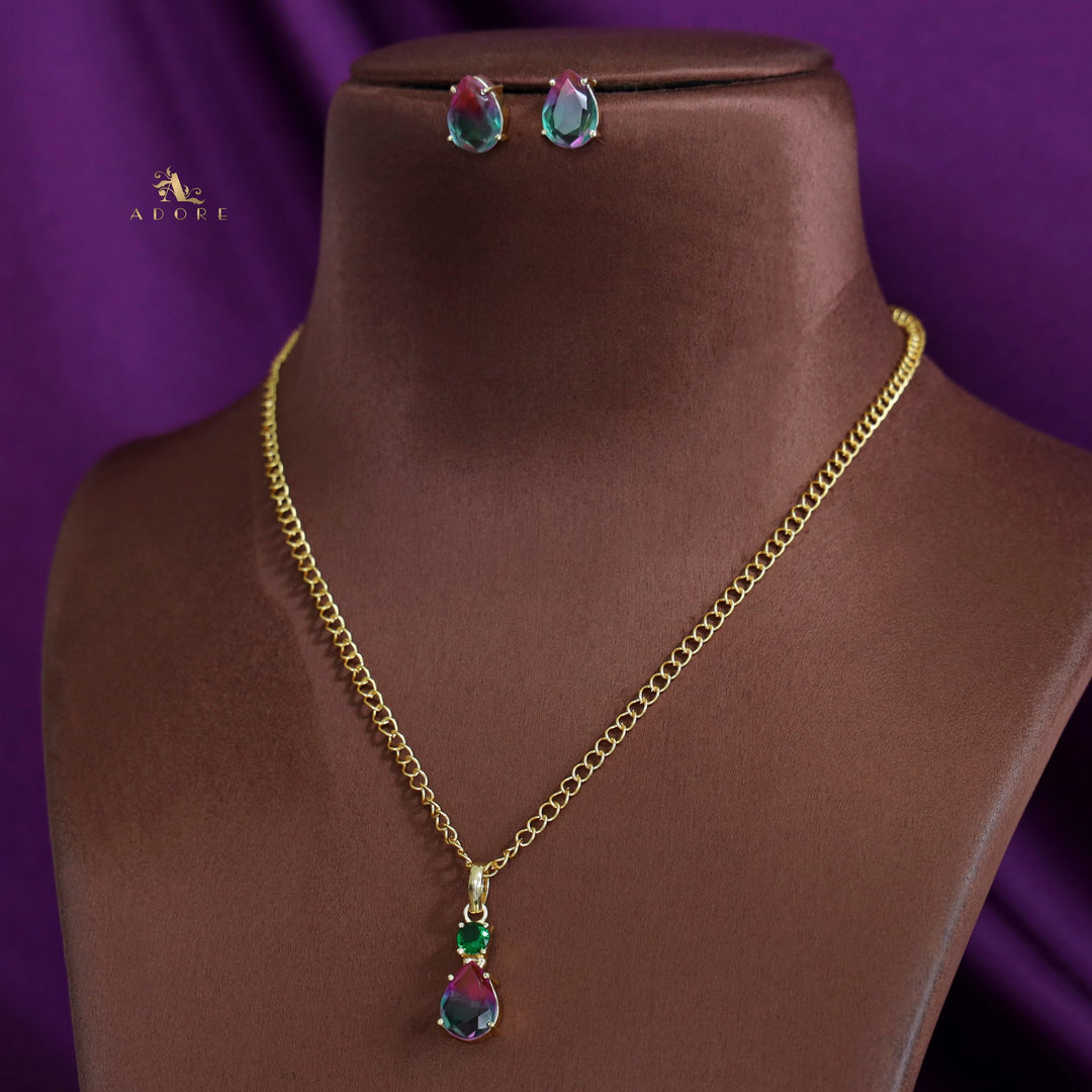 Elara Glossy Claw Round Drop Short Neckpiece with Stud