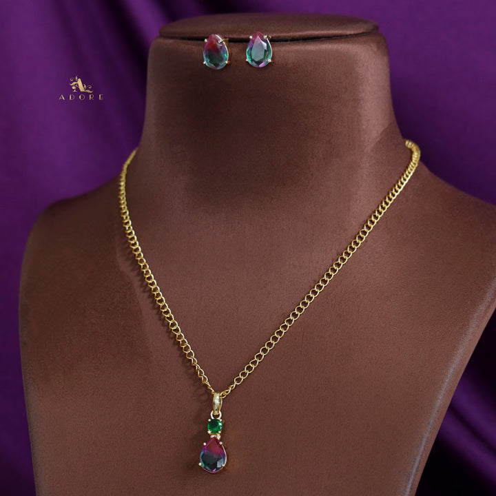 Elara Glossy Claw Round Drop Short Neckpiece with Stud
