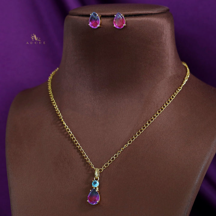 Elara Glossy Claw Round Drop Short Neckpiece with Stud