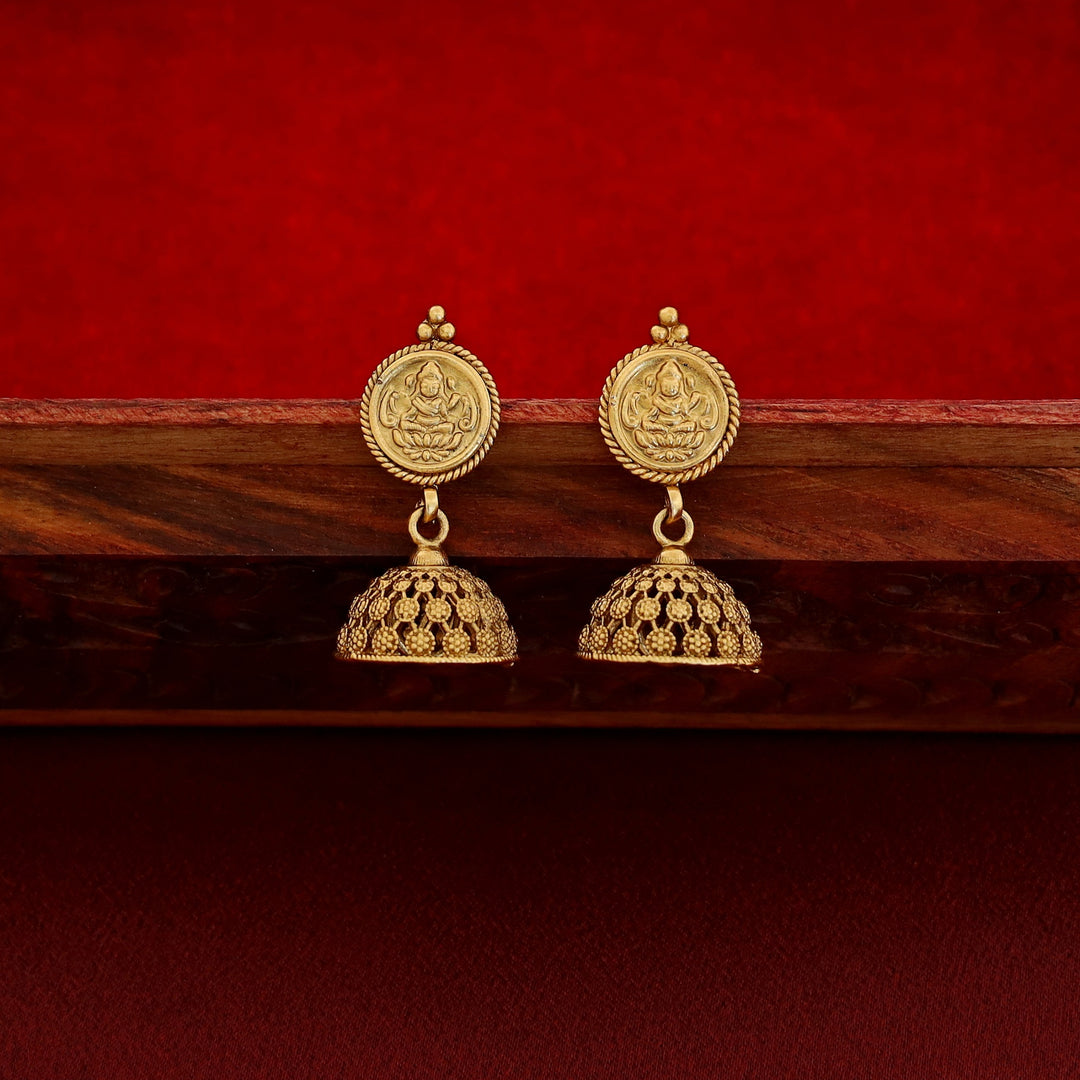 Two Layer Golden Ball Kashi Lakshmi Neckpiece With Earring