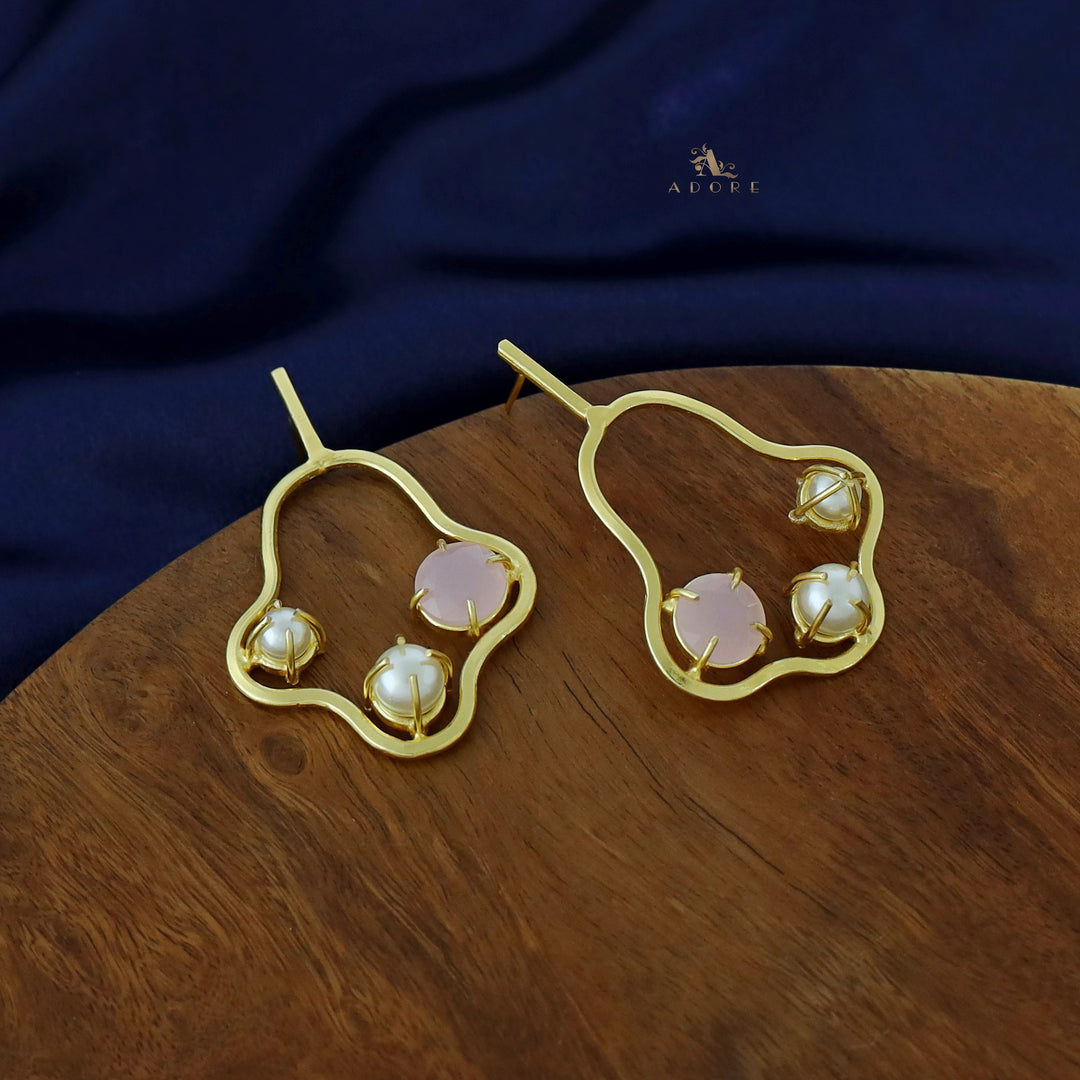 Elena Twin Pearl Glossy Claw Golden Bell Earring