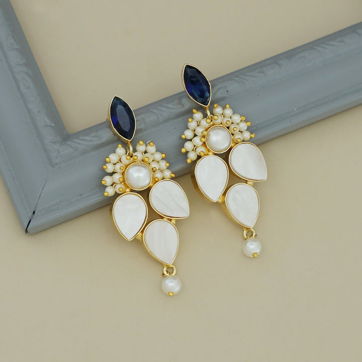 Magena Pearl Drop Glossy Stone Earring
