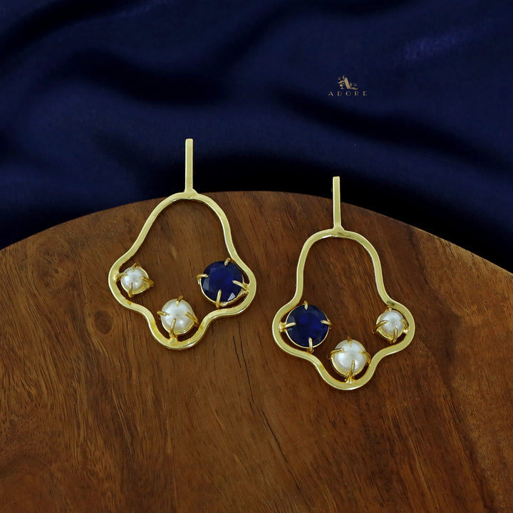 Elena Twin Pearl Glossy Claw Golden Bell Earring