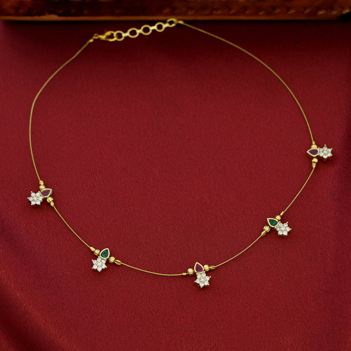Avishka Golden 5 Flower String Neckpiece